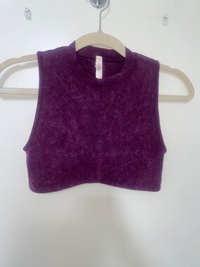 Free People Plum Sleeveless Activewear Cropped Muscle Tee